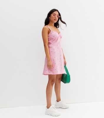 Noisy May Petite Pink Floral Frill Mini Slip Dress
