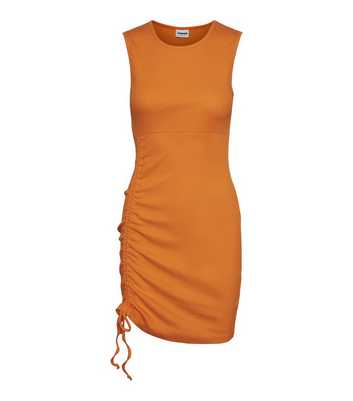 Noisy May Curves Bright Orange Ruched Mini Dress