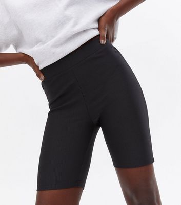 Tall Black Ribbed Cycling Shorts | New Look