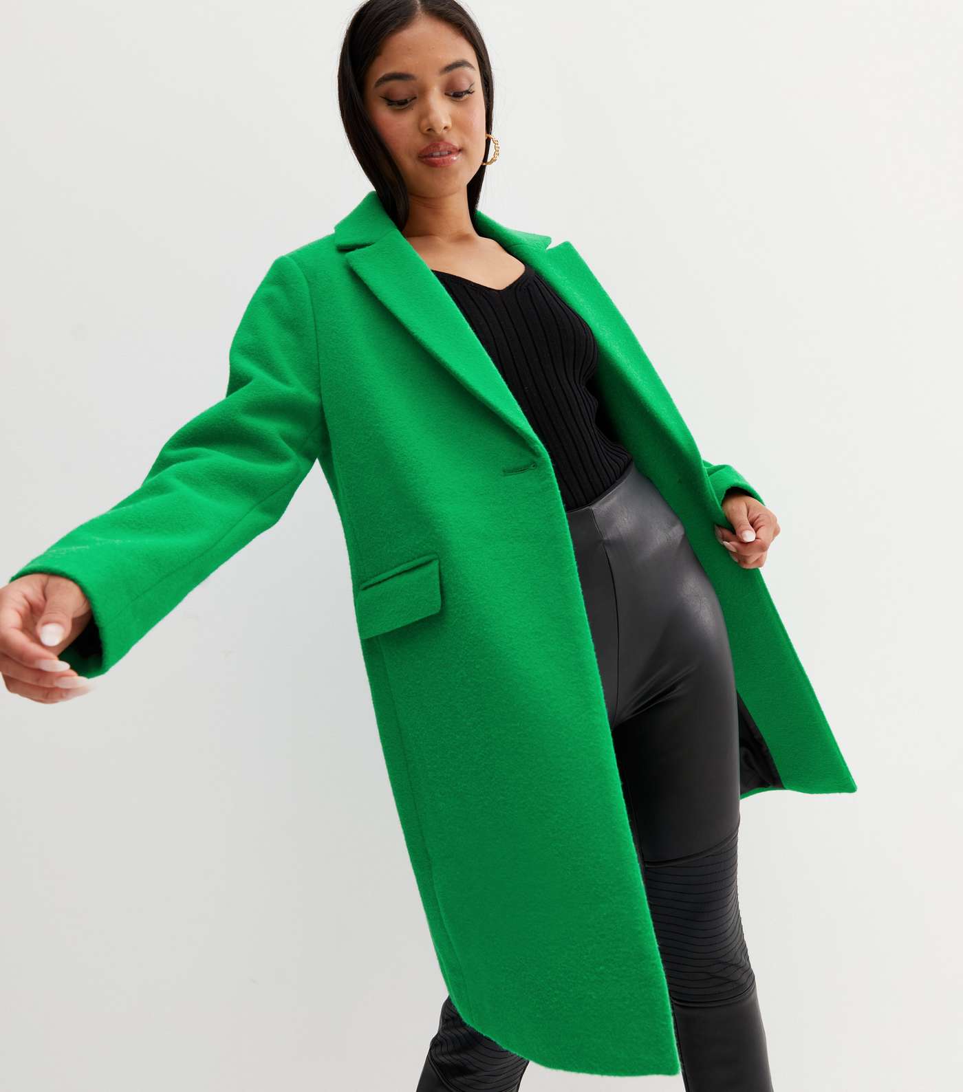 Petite Green Lined Formal Coat Image 2