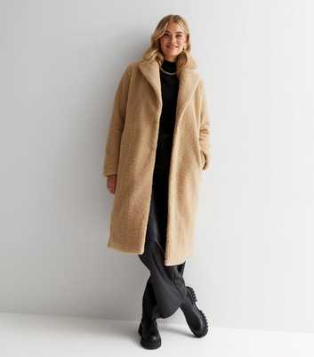 Tall Camel Teddy Double Breasted Coat