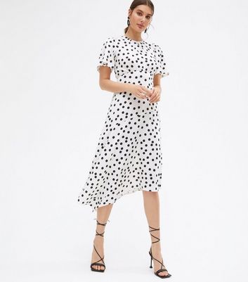 Damen Bekleidung White Spot Satin Asymmetric Dip Hem Midi Dress Damen Bekleidung White Spot Satin Asymmetric Dip Hem Midi Dress