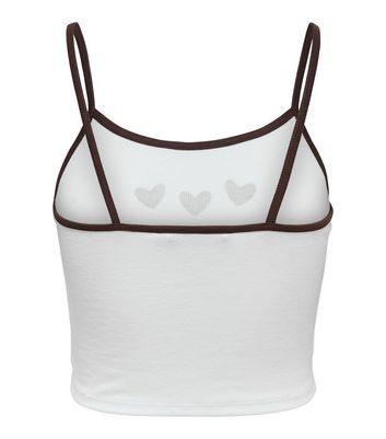 Neon Nylon White Heart Crop Cami New Look