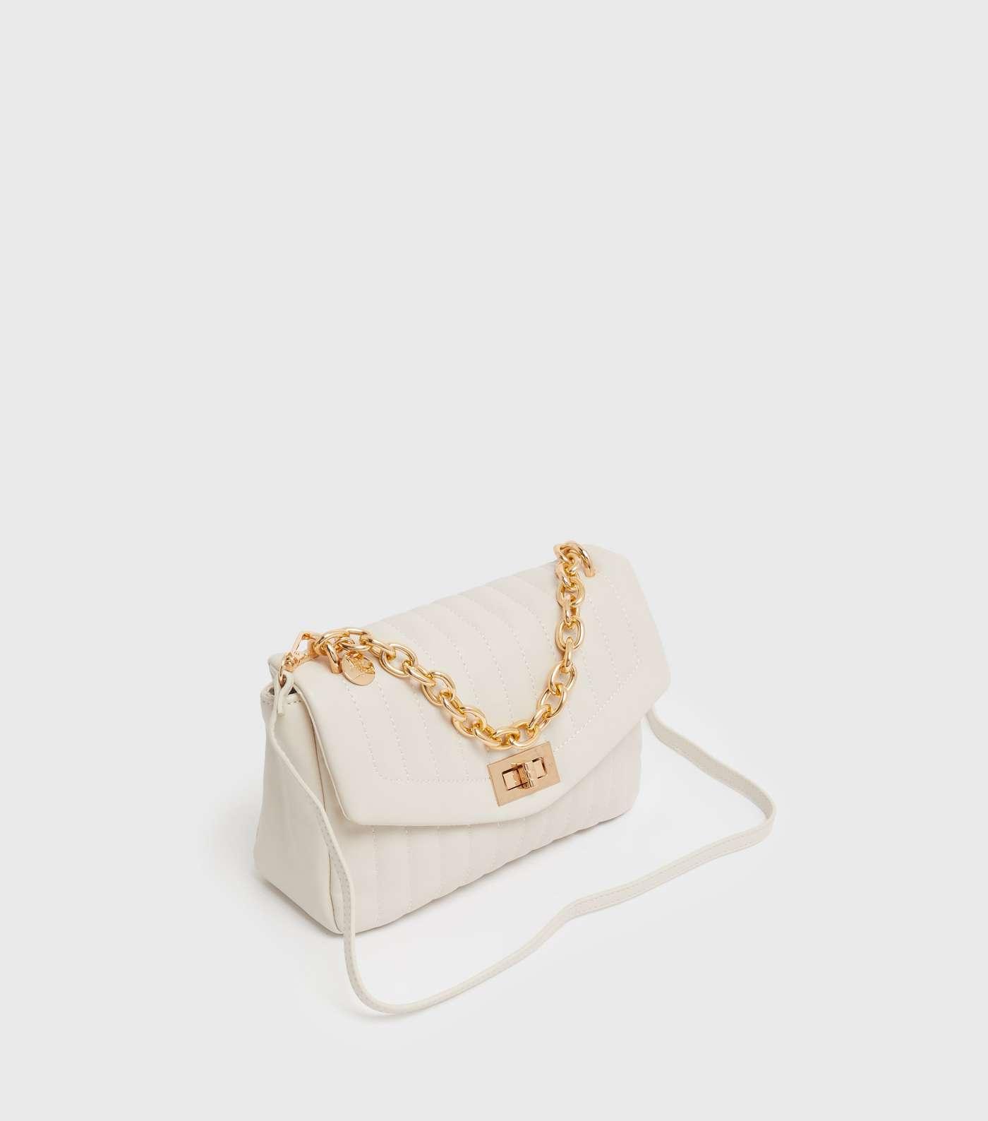Cream Quilted Cross Body Bag Image 3
