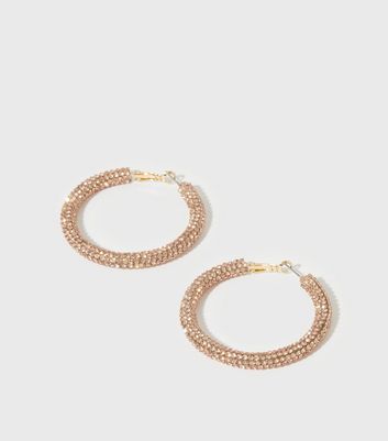 diamante gold hoop earrings