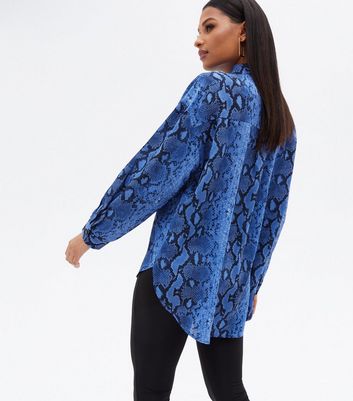 Blue Snake Print Chiffon Oversized 