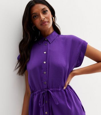 Purple button store up dress