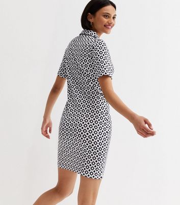 Click to view product details and reviews for Black Geometric Jersey Polo Mini Dress New Look.