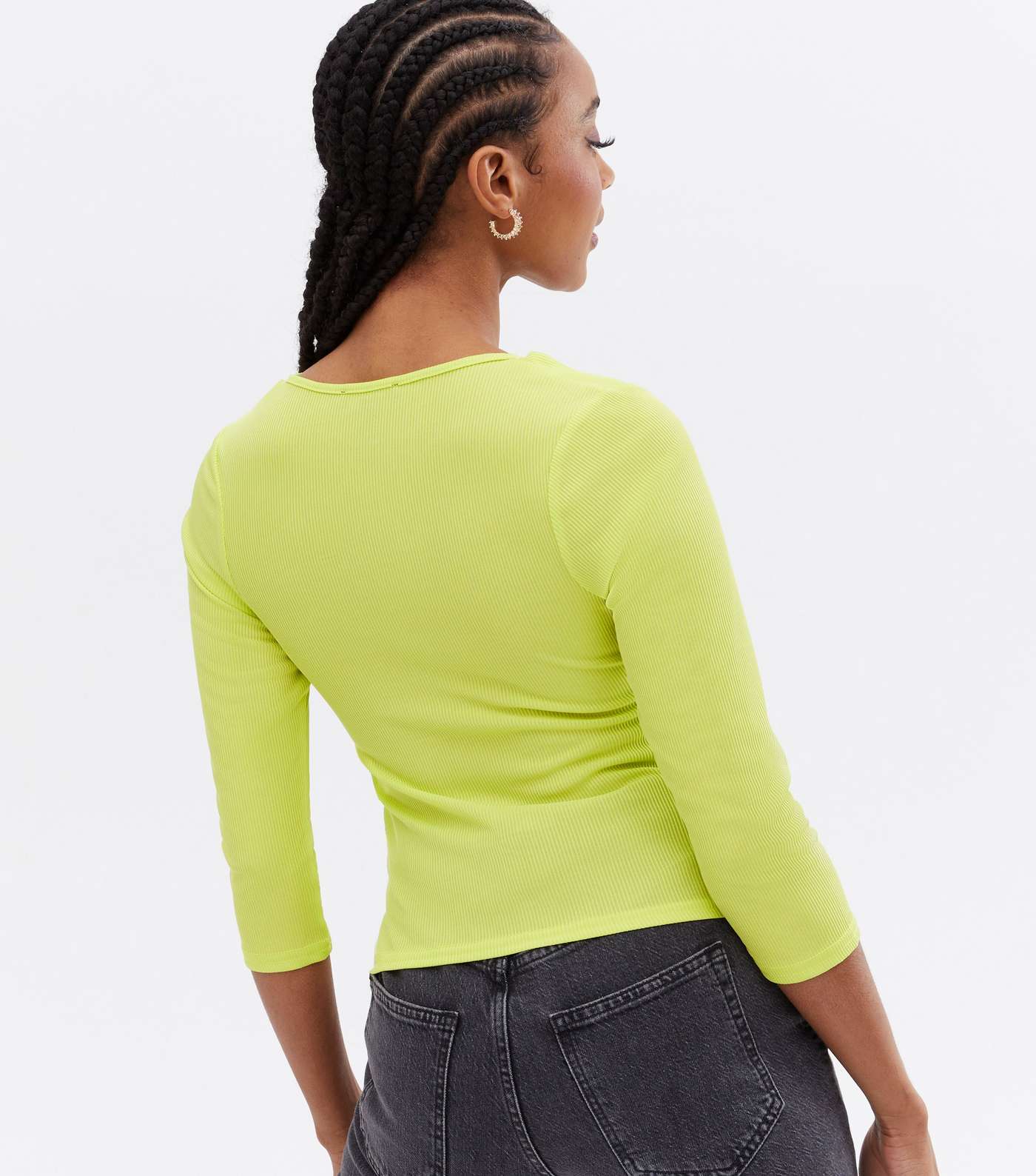 Light Green Ribbed Strappy Cut Out Top Image 4