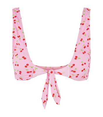 PIECES Pink Cherry Tie Front Bikini Top