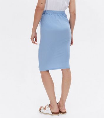 Click to view product details and reviews for Maternity Pale Blue Twist Front Skirt New Look.