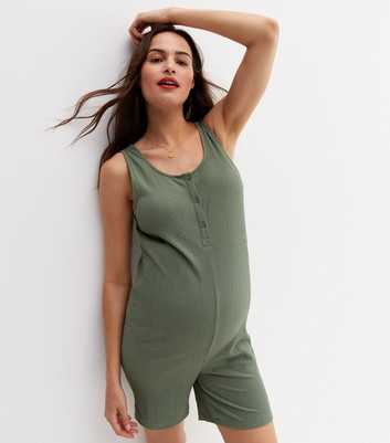 Mamalicious Maternity Khaki Jersey Nursing Playsuit