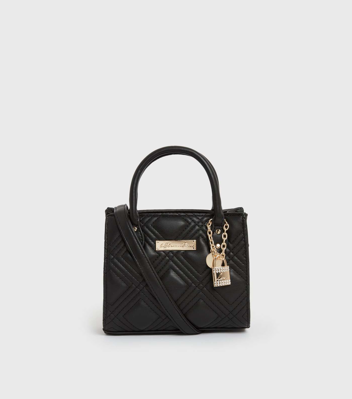 Little Mistress Black Quilted Mini Tote Bag