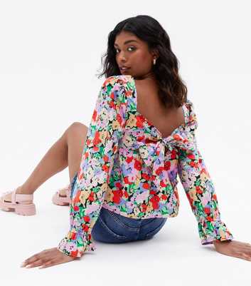 ONLY Black Floral Open Back Peplum Blouse