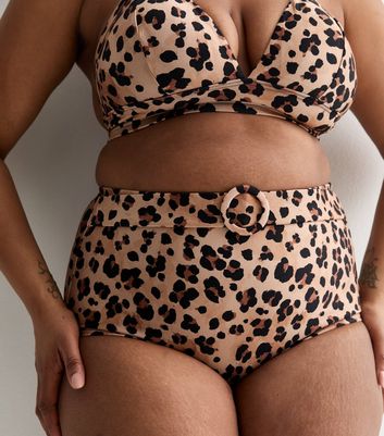 Leopard print high hot sale waisted bikini bottoms