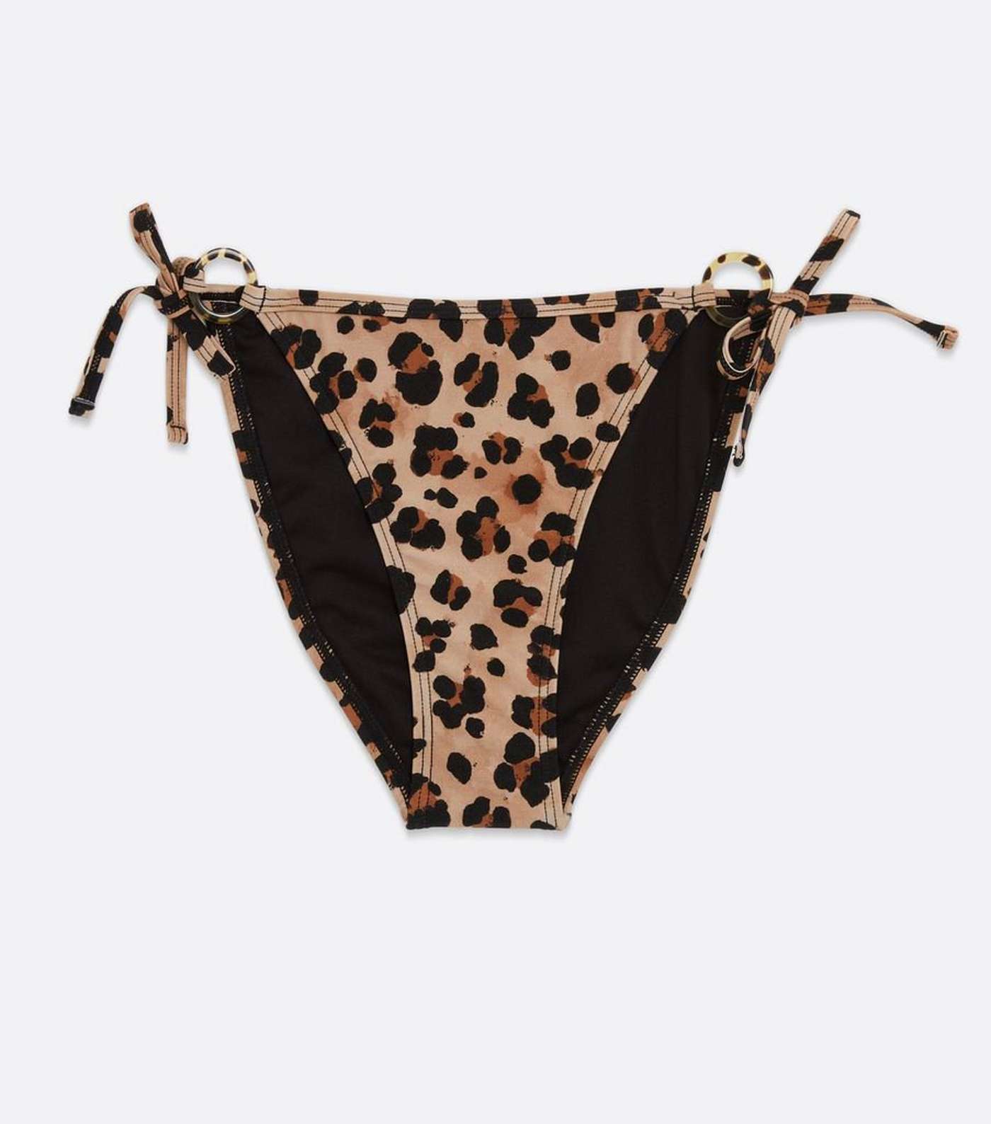 Brown Leopard Print Tie Side Bikini Bottoms Image 5