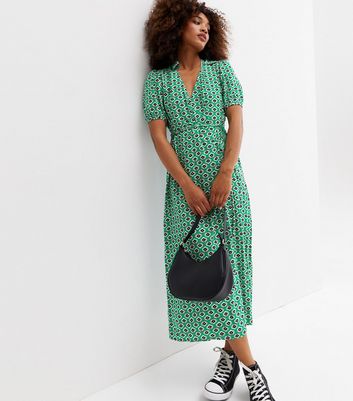 Green wrap 2024 dress short