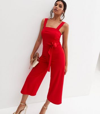 red cocktail jumpsuit