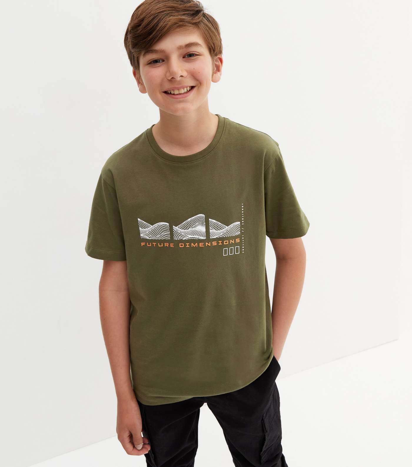 Boys Khaki Future Dimensions Logo T-Shirt Image 2