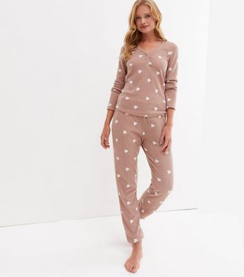Mink Heart Ribbed Leggings and Top Lounge Set