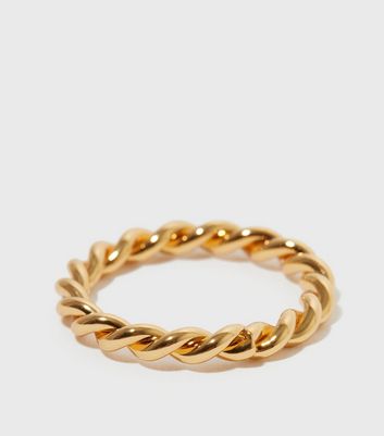 Real Gold Plated Twist Ring New Look