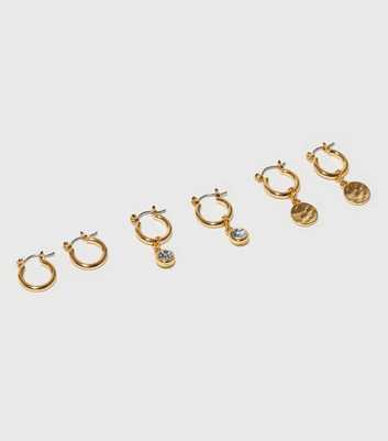 3 Pack Real Gold Plated Charm Huggie Hoop Earrings