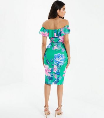 Quiz floral 2024 bardot dress