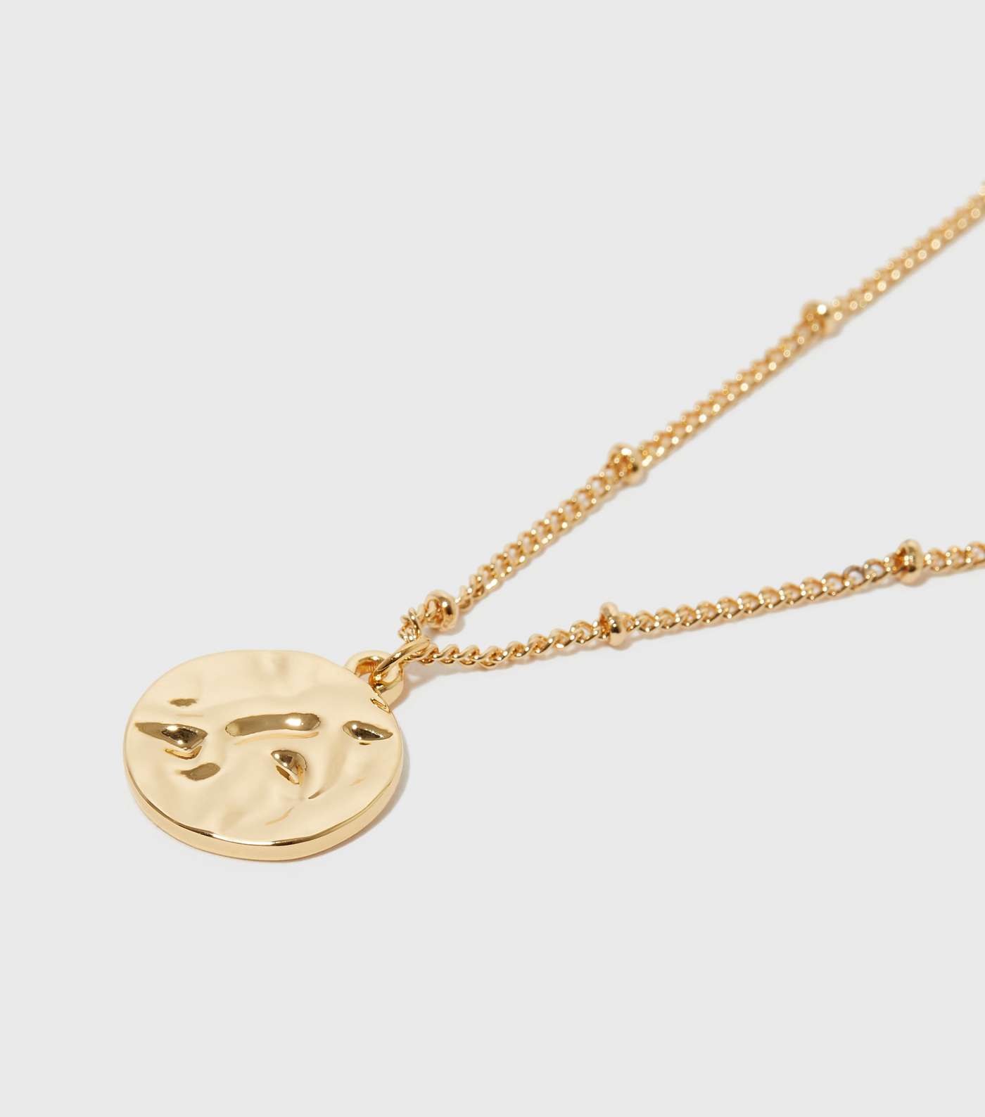 Real Gold Plated Beaten Disc Pendant Necklace Image 2