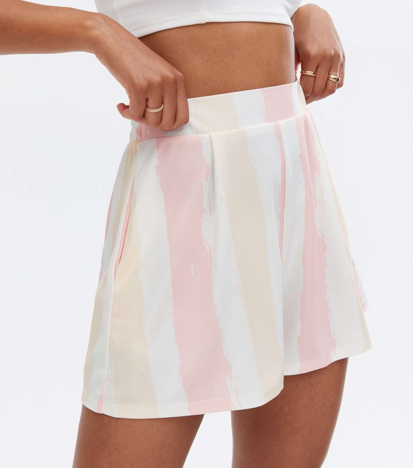 Pink Stripe High Waist Shorts Image 3