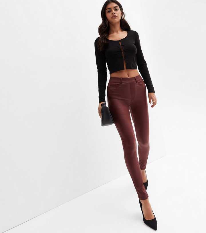 Metallic Shine: Tuxedo blazer, Burgundy leather jeans & Bronze pumps } -  Meagan's Moda