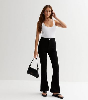 black flare jeans with slits