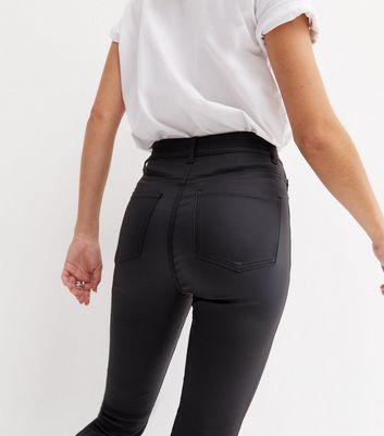 High waisted leather deals jeans new look