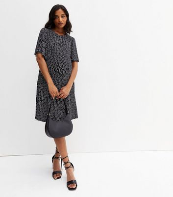 Damen Bekleidung Maternity Black Ditsy Floral Tie Back Dress Damen Bekleidung Maternity Black Ditsy Floral Tie Back Dress