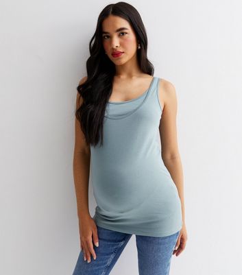 Mamalicious Maternity 2 Pack White and Blue Nursing Vest | New Look