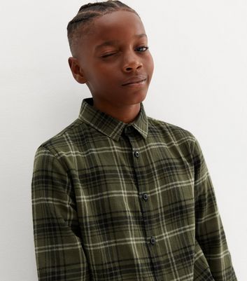 Boys Green Grid Check Long Sleeve Shirt | New Look