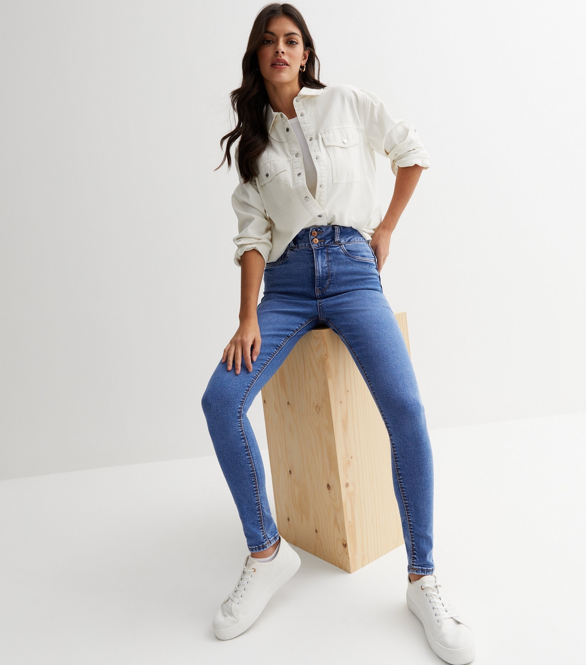 Women's Bright Blue Lift & Shape High Waist Yazmin Skinny Jeans New Look