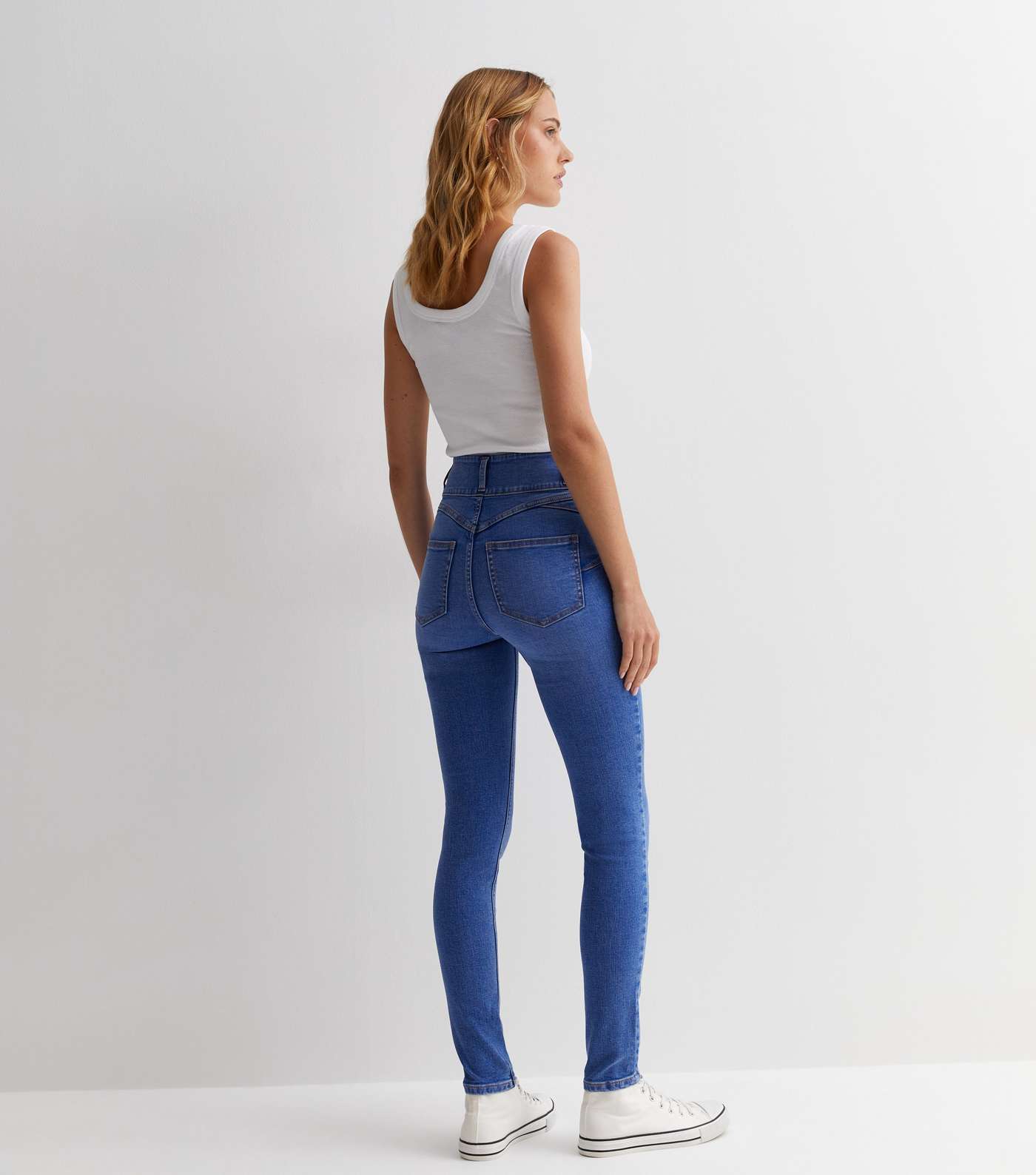 Bright Blue Lift & Shape High Waist Yazmin Skinny Jeans Image 5