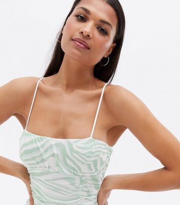 Pink Vanilla Green Zebra Print Mesh 