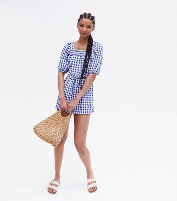 Pink Vanilla Bright Blue Gingham 