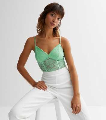 Mint Green Lace Strappy Bodysuit