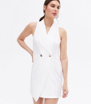 White sleeveless hot sale blazer dress