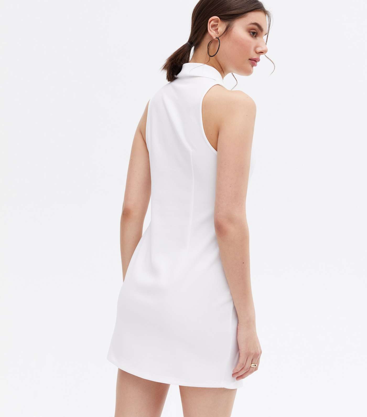 White Sleeveless Mini Blazer Dress Image 4