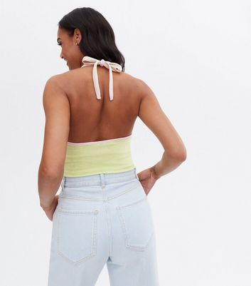 NA-KD Light Green Towelling Halter Crop Top | New Look