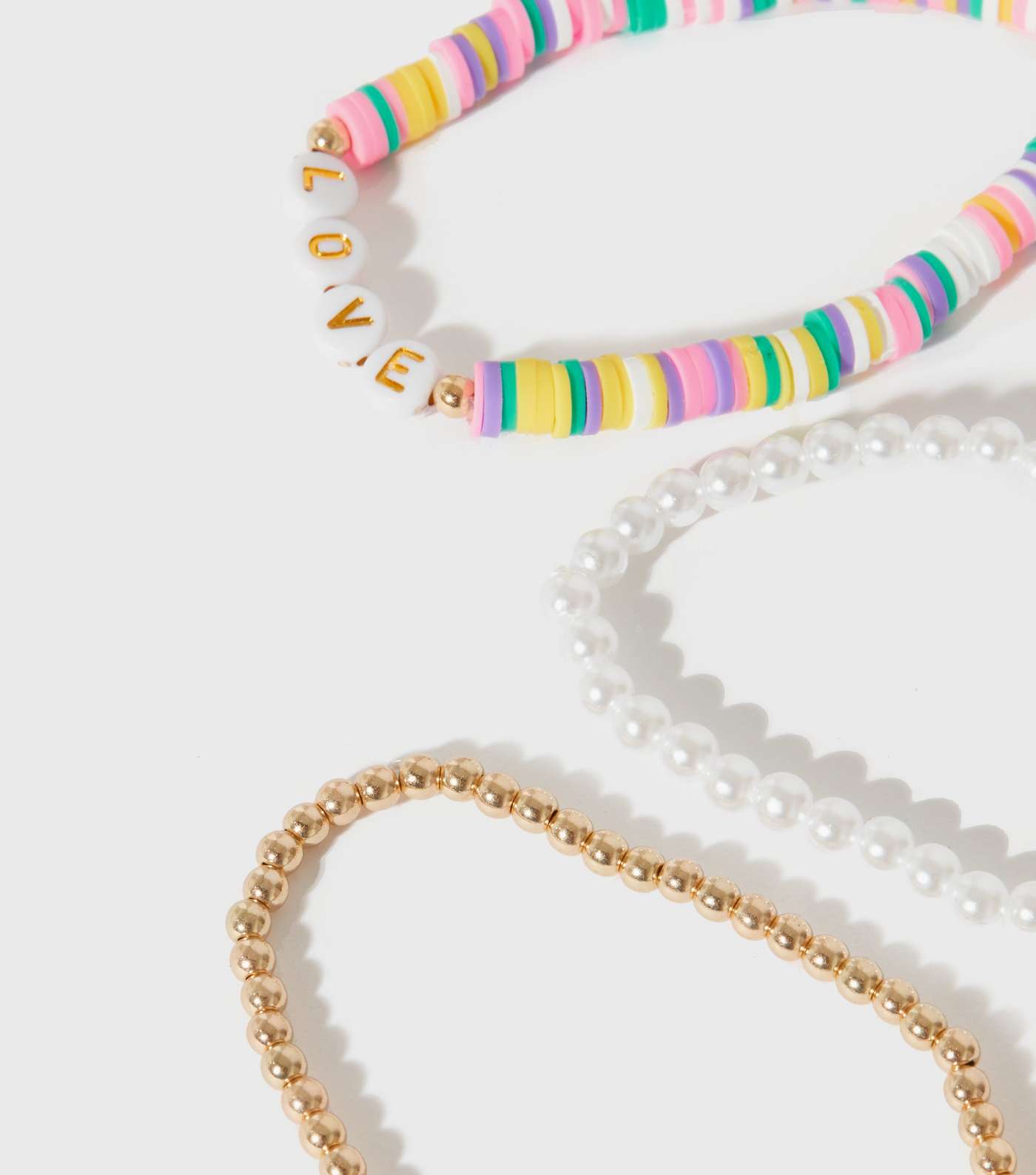 3 Pack Multicoloured Love Beaded Bracelets Image 2