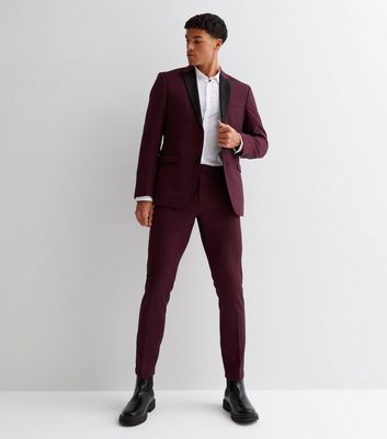 Burgundy Slim Fit Suit Trousers