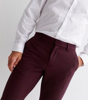 ASOS DESIGN skinny tuxedo suit pants in burgundy | ASOS