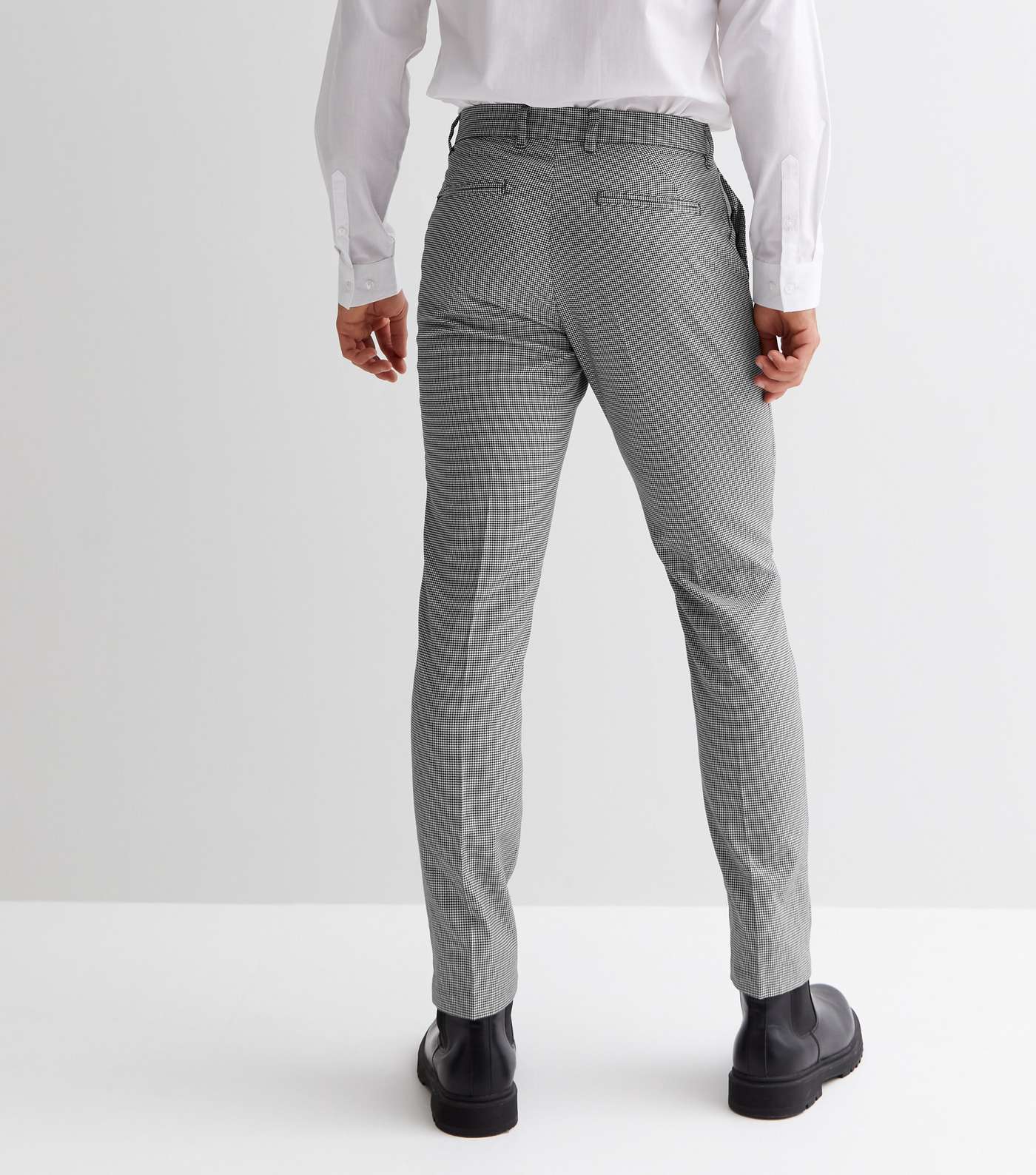 Black Check Slim Fit Suit Trousers Image 4