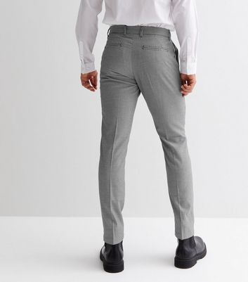 Mens Light Grey Blue Check Skinny Suit Trousers  Ben Sherman