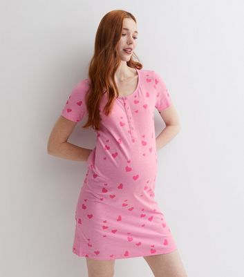 Mamalicious Maternity Pink Heart Nightdress New Look