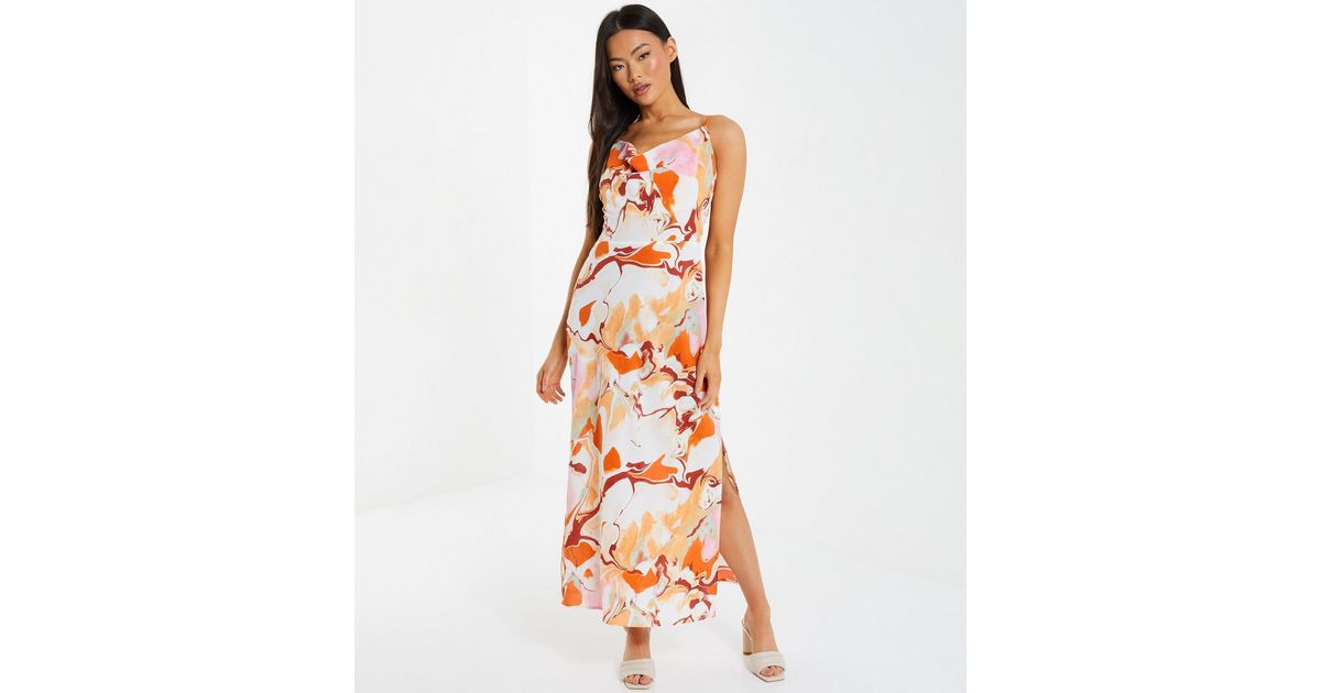 QUIZ Multicoloured Tie Dye Strappy Tie Back Midi Dress New Look